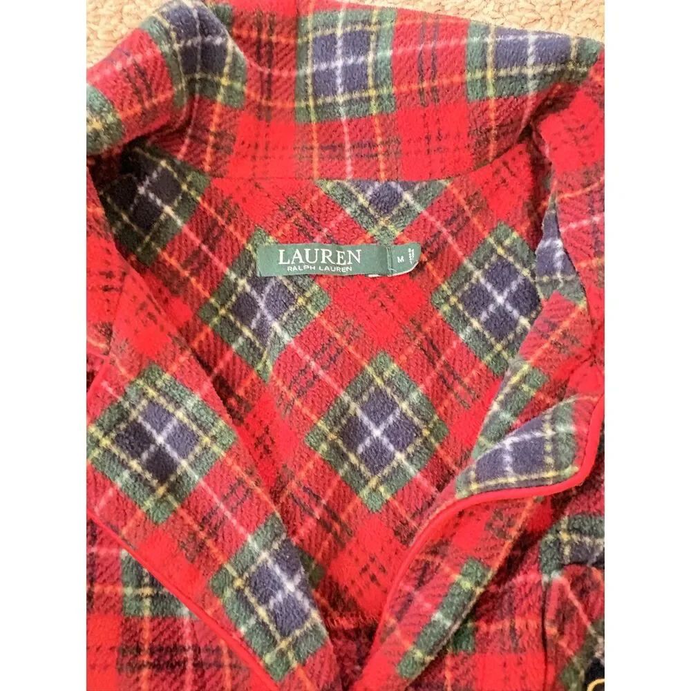 Lauren Ralph Lauren Red Plaid Fleece Pajama Set Size Medium
